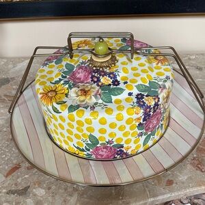 McKenzie Childs floral polka dot cake carrier